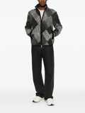 Moncler diamond pattern wool blend zip-up cardigan