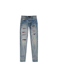 AMIRI Plaid Thrasher Skinny Jeans Clay/Indigo