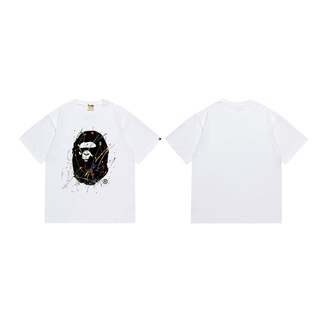 BAPE Paint-Splatter Ape Face Graphic T-Shirt