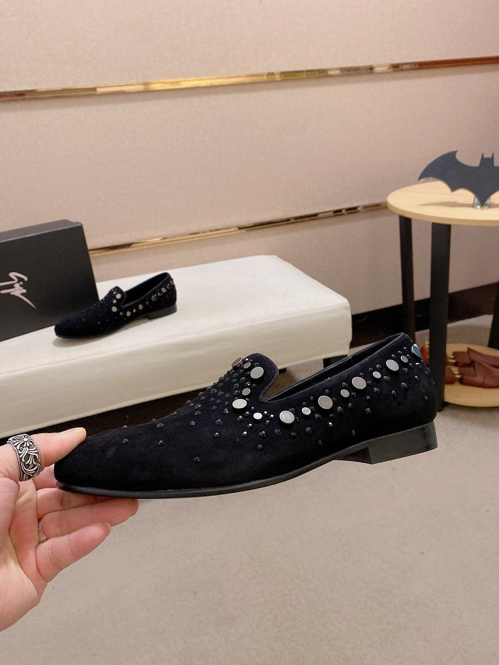 Giuseppe Zanotti Men's Black Studded Slip-On Shoes