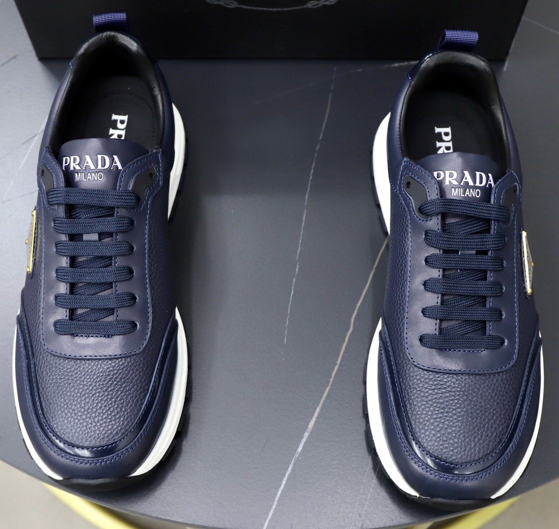 Prada Paneled Lace-Up Sneakers