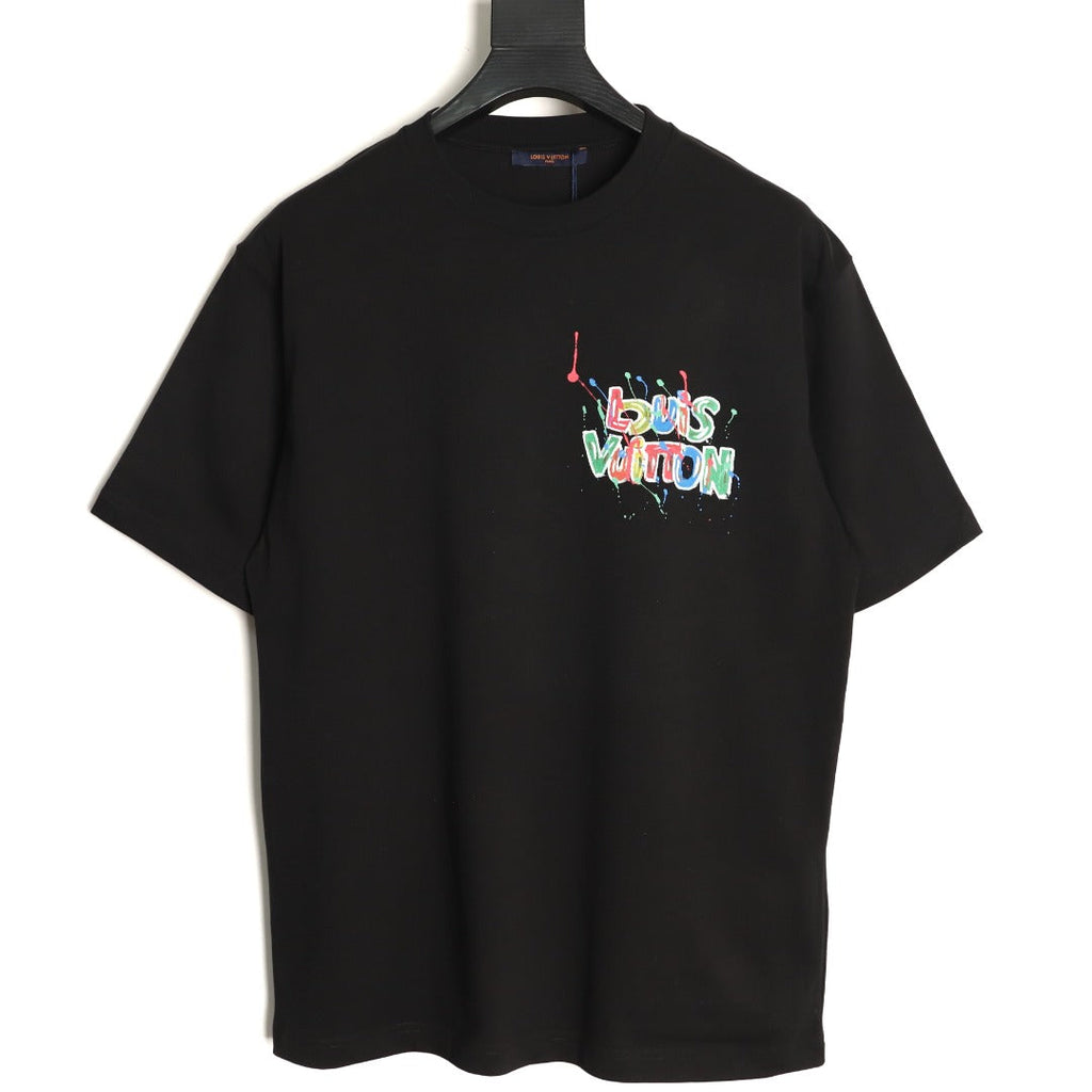 Louis Vuitton Graffiti-Style Chest-Lettering Short-Sleeve T-Shirt - Black